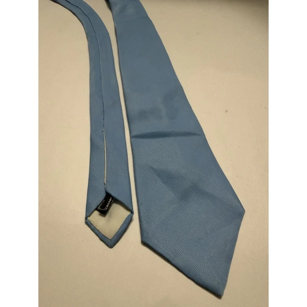 The Men's Shop JCPenney Light Blue Ribbed Polyester Necktie RN 20521